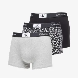 Calvin Klein 96 Cotton Trunk 3-Pack Black/ Grey Heather/ Warped Logo Print Black #1706138