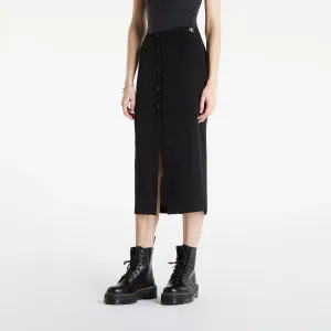 Calvin Klein Jeans Buttons Through Split Midi Skirt Ck Black #721858
