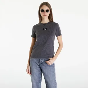 Calvin Klein Jeans Label Washed Rib Slim Short Sleeve Tee Gray