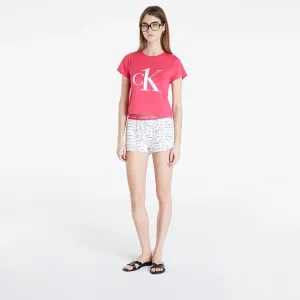 Calvin Klein Ck1 Sleep Short Set Pink Spdr Top/ Bag Marker Logo/ White #743667