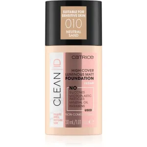 Catrice Clean ID High Cover Luminous Matt High Cover Foundation with Matte Effect Shade 010 Neutral Sand 30 ml