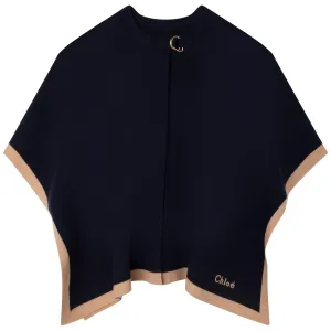 Chloé Girls Blue Knitted Cape 10Y Navy