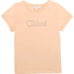 Chloé Girls Pale Pink Cotton Logo T-shirt 10Y