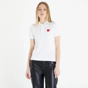 Comme des Garçons PLAY Heart Logo Polo Short Sleeve Tee White #1791729