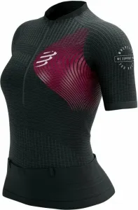 Compressport Trail Postural SS Top W Black/Persian Red L Running t-shirt with short sleeves