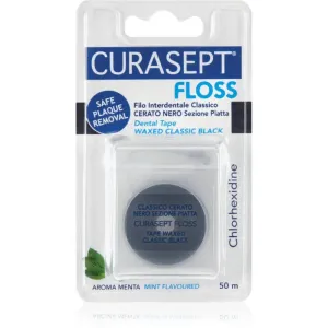 Curasept Dental Tape Waxed Classic Black Waxed Ribbon Floss With Antibacterial Ingredients Mint 50 m #290924