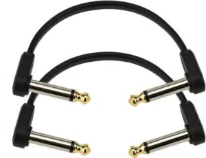 D'Addario Flat Patch Cable Black 10 cm Angled - Angled
