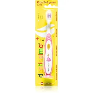 Dentissimo Toothbrushes Kids toothbrush with a suction cup for kids soft shade Pink 1 pc