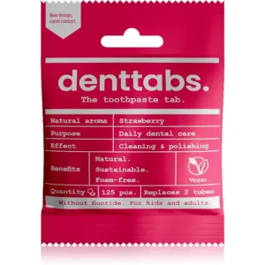 Denttabs Brush Teeth Tablets Kids without Fluoride fluoride-free toothpaste in tablets for children Strawberry 125 tab