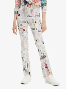Desigual Newspaper Trousers White #1143538