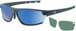 Dirty Dog Evolve X2 58084 Satin Dark Silver/Grey/Blue Fusion Mirror Polarized Sport Glasses