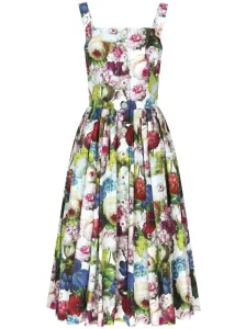 DOLCE & GABBANA - Flower Print Midi Cotton Dress #1813926