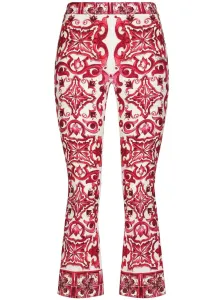DOLCE & GABBANA - Majolica Print Silk Trousers #1640646