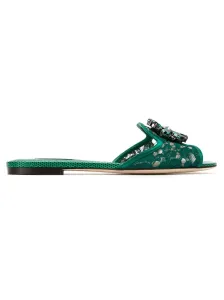 DOLCE & GABBANA - Crystal Lace Flat Sandals