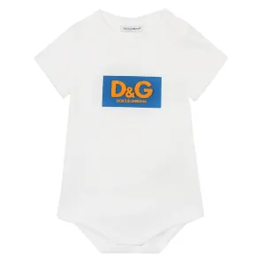 Dolce & Gabbana Jersey Babygrow With Logo Print White 3M