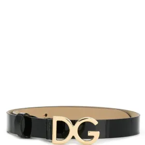 Dolce & Gabbana Girls Patent Belt Black 69 cm