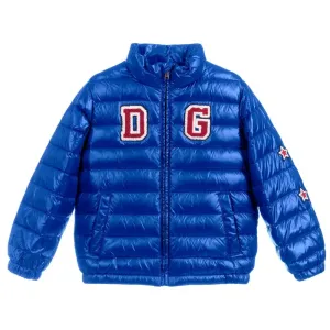 Dolce & Gabbana Boys Logo Puffer Jacket Blue 12Y