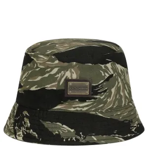 Dolce & Gabbana Boys Camouflage Logo Bucket Hat Khaki 10/16y