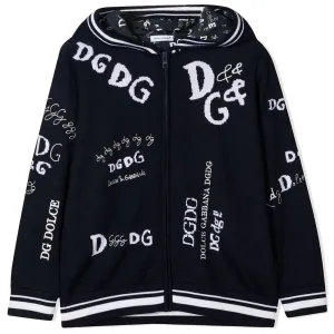 Dolce & Gabbana Boys All Over Hoodie Black Navy 10Y