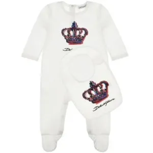 Dolce & Gabbana Baby Boys Bib Babygrow Set White 18/24m