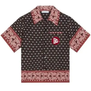 Dolce & Gabbana Boys Bandana Print Shirt Red Black 6Y