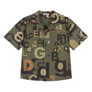 Dolce & Gabbana Boys Logo Cotton Shirt Khaki 10Y