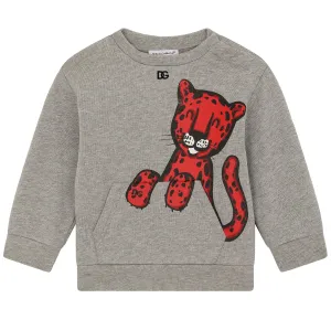 Dolce & Gabbana Baby Boys Animalier Leopard Sweater Grey 6/9m