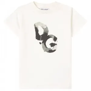 Dolce & Gabbana Boys Camouflage Logo T-shirt White 4Y