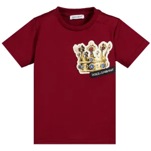Dolce & Gabbana Boys Cotton Crown T-shirt Red Burgundy 12Y