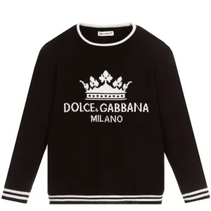 Dolce & Gabbana Boys Knitted Cotton Sweater Black 8Y
