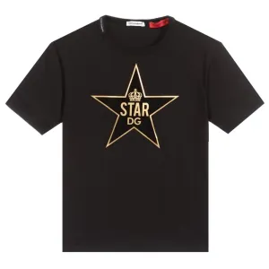 Dolce & Gabbana Boys Star Gold T-shirt Black 2Y