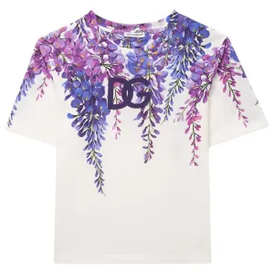 Dolce & Gabbana Girls Flower Graphic T-shirt White 4Y