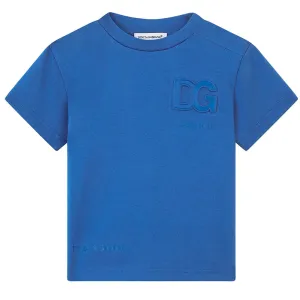 Dolce & Gabbana Jersey T-shirt With Embossed Logo Blue 9M
