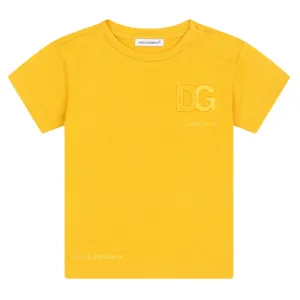 Dolce & Gabbana Jersey T-shirt With Embossed Logo Yellow 24M