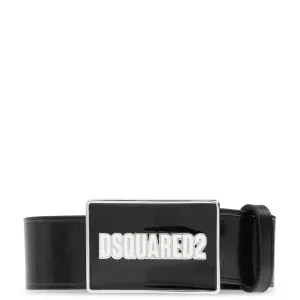 Dsquared2 Men's Logo Plaque Belt Black 32W