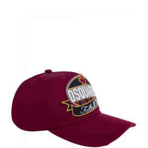 Dsquared2 Men's Embroidered Patch Baseball Cap Burgundy ONE Size