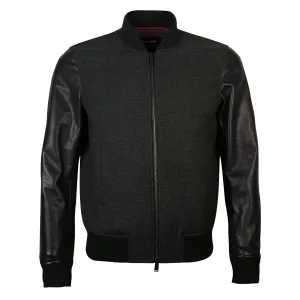 Dsquared2 Men's Leather Sleeved Bomber Jacket Black L #1577568