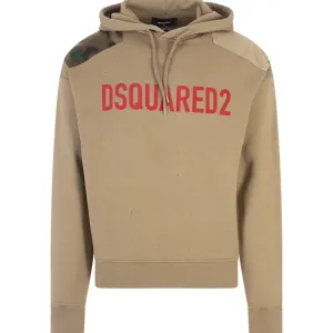 Dsquared2 Mens Patch Hoodie Beige M