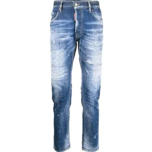 Dsquared2 Men's Paint Splatter Distressed Jeans Blue 34W