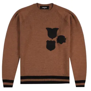 Dsquared2 Men's Badge Knitted Sweater Brown XXL