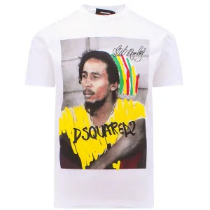 Dsquared2 Mens Bob Marley Print T-shirt White XL