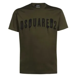Dsquared2 Men's Graphic Painted Logo T-shirt Khaki L