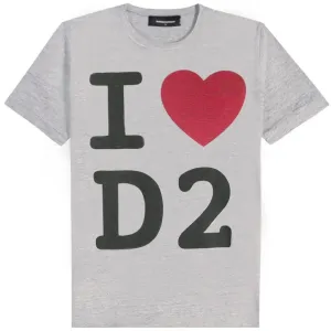 Dsquared2 Men's 'I Love D2' Print T-shirt Grey S