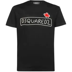 Dsquared2 Men's Maple Leaf Logo Doodle-print T-shirt Black XXL
