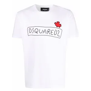 Dsquared2 Men's Maple Leaf Logo Doodle-print T-shirt White L