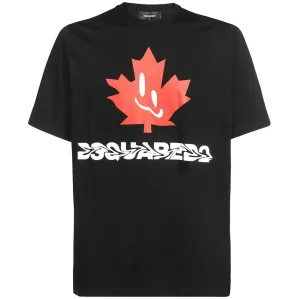 Dsquared2 Men's Smiling Leaf Logo T-shirt Black XXL