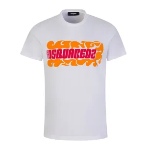 Dsquared2 Mens Wave Logo Cigar T-shirt White L