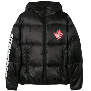 Dsquared2 Boys Maple Leaf Puffa Jacket Black 10Y