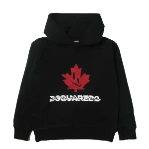 Dsquared2 Boys Maple Leaf Logo Print Hoodie Black 14Y