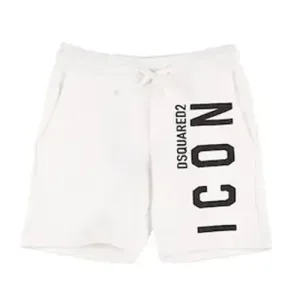 Dsquared2 Boys Icon Print Cotton Shorts White 10Y